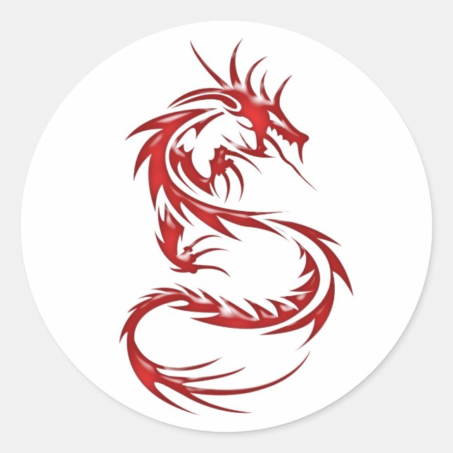 Red Tattoo Dragon Classic Round Sticker (Front)