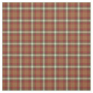 Red Taupe Beige Dark Brown Tartan Squares Pattern Fabric