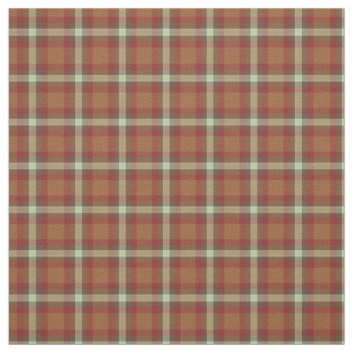 Red Taupe Beige Dark Brown Tartan Squares Pattern Fabric