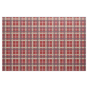 Red Taupe Brown Gray Blue Tartan Squares Pattern Fabric