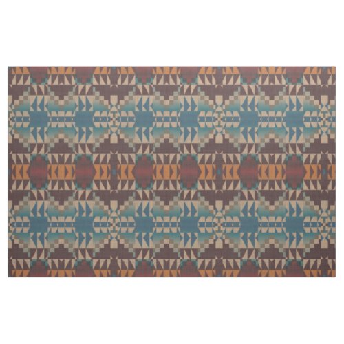 Red Taupe Brown Teal Blue Orange Ethnic Look Fabric