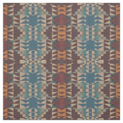 Red Taupe Brown Teal Blue Orange Ethnic Look Fabric