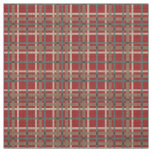 Red Taupe Brown Teal Blue Tartan Squares Pattern Fabric