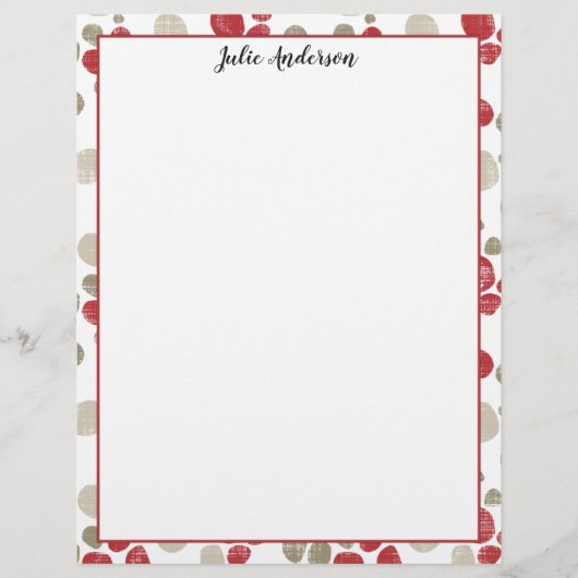 Red & Taupe Dots Pattern - Double Sided Letterhead (Front)