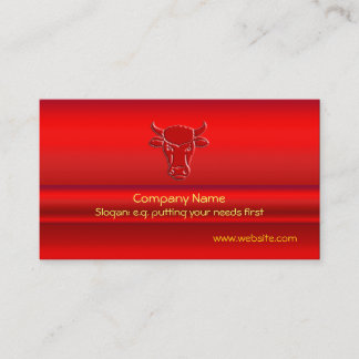 Red Taurus Bull Head with red metallic-look effect Business Card