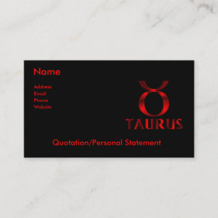 Red Taurus Horoscope Symbol Business Card