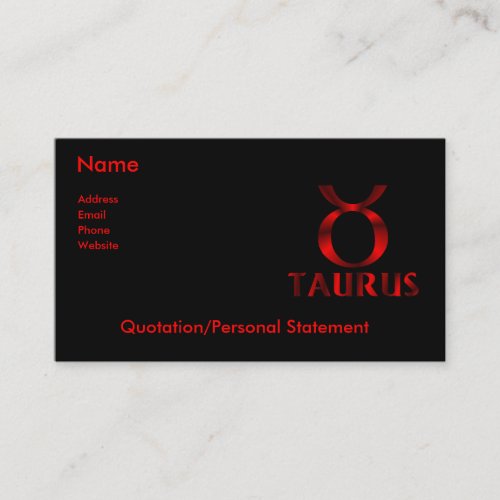 Red Taurus Horoscope Symbol Business Card