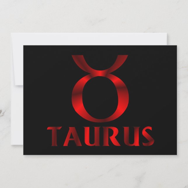 Red Taurus Horoscope Symbol Invitation (Front)