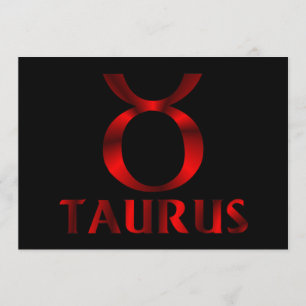 Red Taurus Horoscope Symbol Invitation