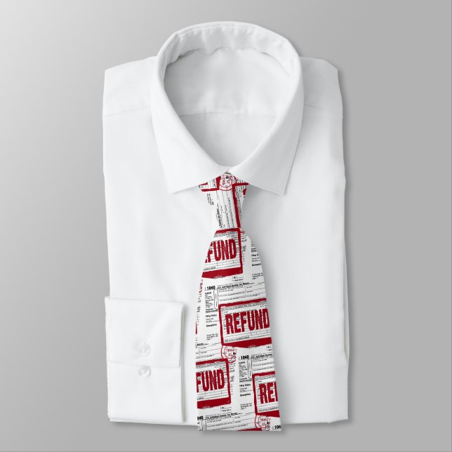 Red Tax Refund stamp on tax 1040 form Neck Tie (Tied)