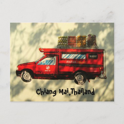 Red Taxi In Chiang Mai Postcard