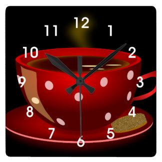 Red Tea or Coffee Cup Kitchen Wall Clock