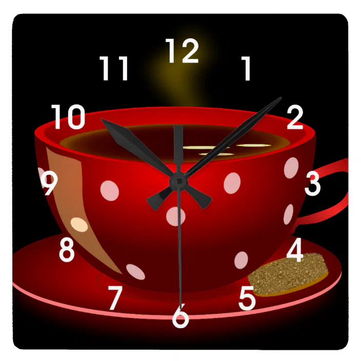 Red Tea Or Coffee Cup Kitchen Wall Clock Zazzle Com - Red Coffee Cup Wall Clock