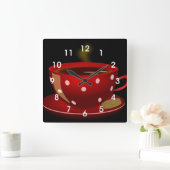 Red Tea or Coffee Cup Kitchen Wall Clock (Home)
