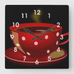 Red Tea Or Coffee Cup Kitchen Wall Clock at Zazzle