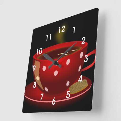 Red Tea or Coffee Cup Kitchen Wall Clock Zazzle
