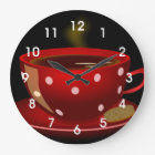 Red Tea or Coffee Cup Kitchen Wall Clock