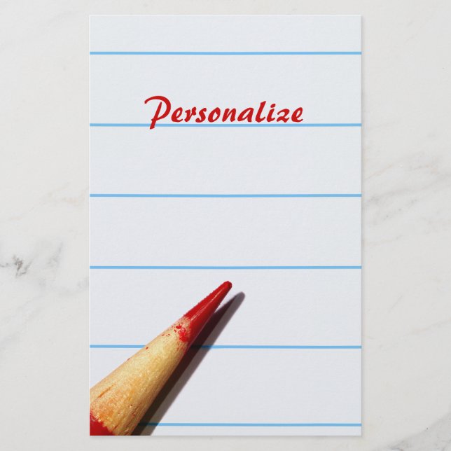 Red Teacher Pencil On Lined Paper With Name (Front)