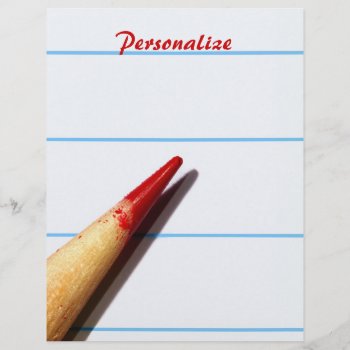Red Teacher Pencil On Lined Paper With Name by PhotographyTKDesigns at Zazzle