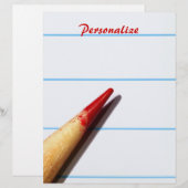 Red Teacher Pencil On Lined Paper With Name (Front/Back)
