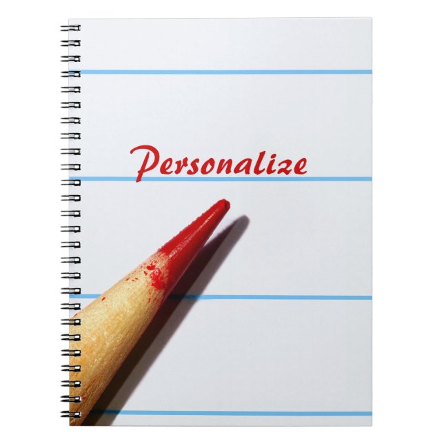 Red Teacher Pencil On Lined Paper With Name Notebook (Front)