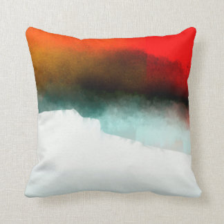 Red, Teal and White Abstract Throw Pillow