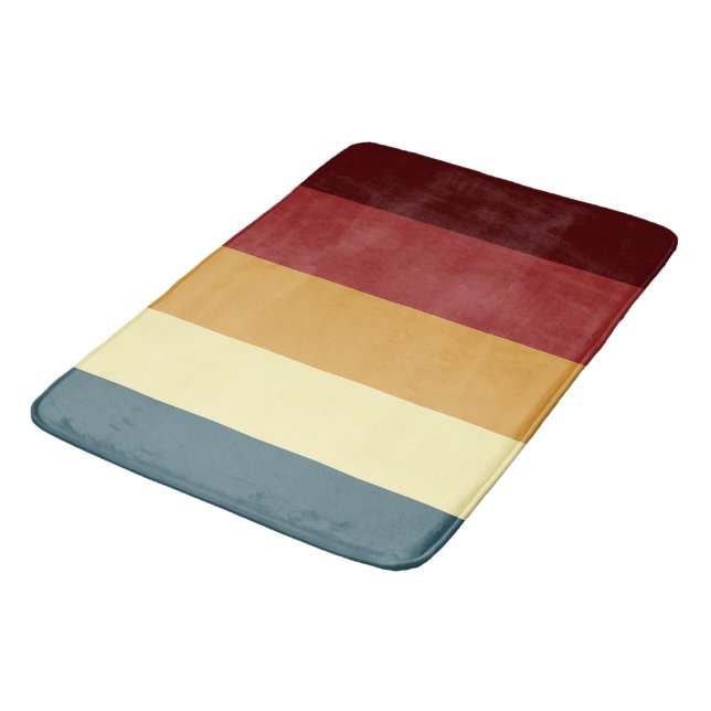 Red, teal and yellow stripes bath mat (Angled)