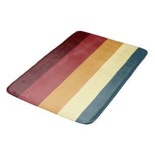 Red, teal and yellow stripes bath mat