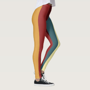 Red, teal and yellow stripes leggings