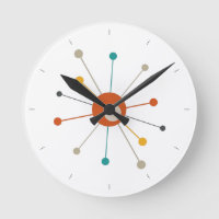 Red Teal Atomic Age Starburst Mid Century Modern