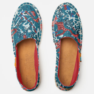 Red Teal Black White Spotted Graphic Abstraction Espadrilles