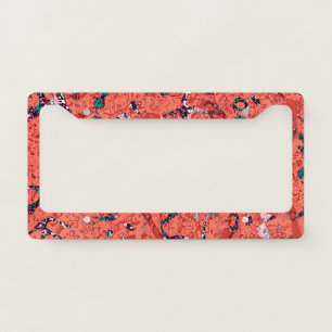 Red Teal Black White Spotted Graphic Abstraction License Plate Frame