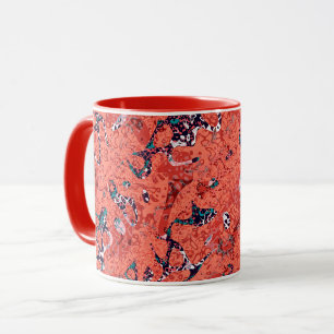 Red Teal Black White Spotted Graphic Abstraction Mug