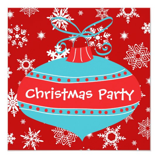 Red Teal Blue Retro Christmas Party Invitation | Zazzle.com