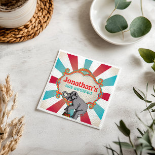 Red Teal Blue Vintage Circus Birthday Napkins