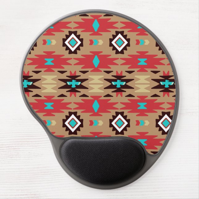 Red Teal Brown Native American Vision Gel Mouse Pad (Front)