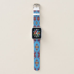 Red Teal Geometric Mandala Apple Watch Band