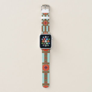 Red Teal Geometric Mandala Apple Watch Band