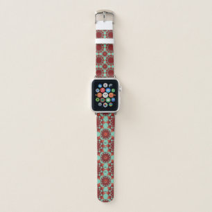 Red Teal Geometric Mandala Apple Watch Band
