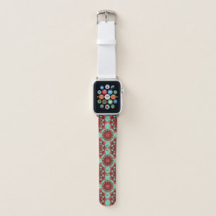 Red Teal Geometric Mandala Apple Watch Band