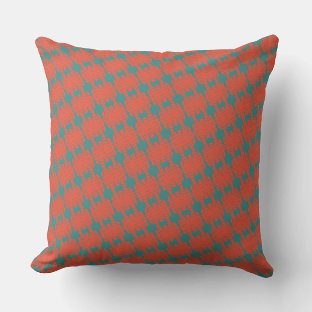 Red Teal Green Southwestern Design Patterns Throw Pillow (Front)