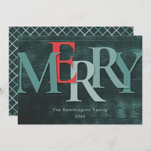 Red Teal Merry Holiday Big Letter