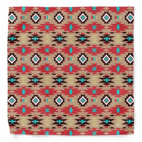 Red Teal Native American Vision Pattern Bandana