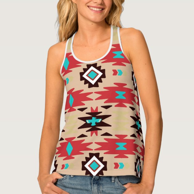 Red Teal Native American Vision Pattern Tank Top | Zazzle
