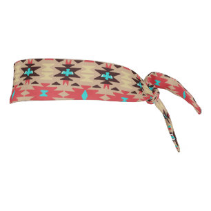 Red Teal Native American Vision Pattern Tie Headband