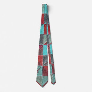red, teal, purple, and gray quilt neck tie