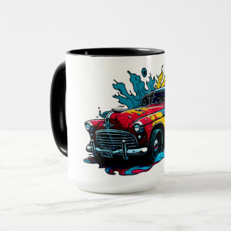 Red & Teal Vintage Paint Splat Car Mug