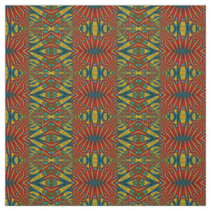 Red Teal Yellow Modern Ethnic Textile Tribal Print Fabric