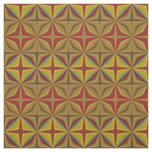 Red Teal Yellow Modern Ethnic Textile Tribal Print Fabric