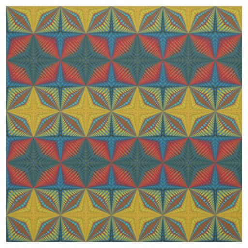 Red Teal Yellow Modern Ethnic Textile Tribal Print Fabric